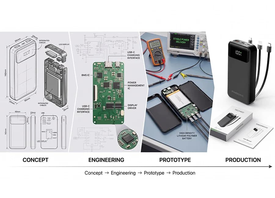 Full ODM portable charger development from concept and engineering to prototype and production