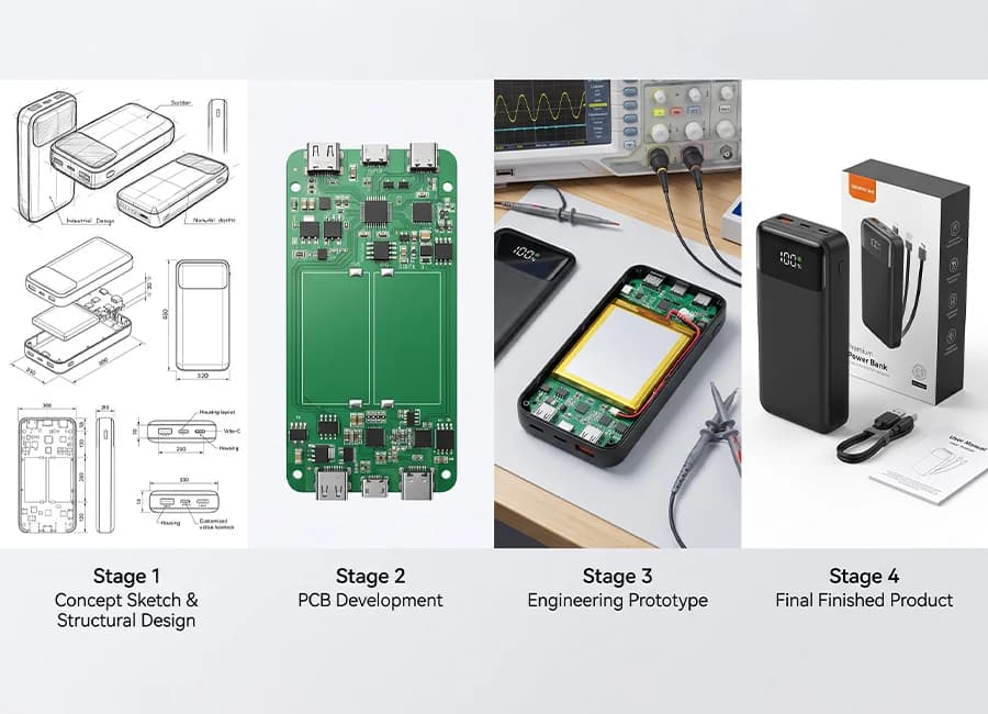 ODM power bank development from structural design and PCB engineering to prototype and finished product