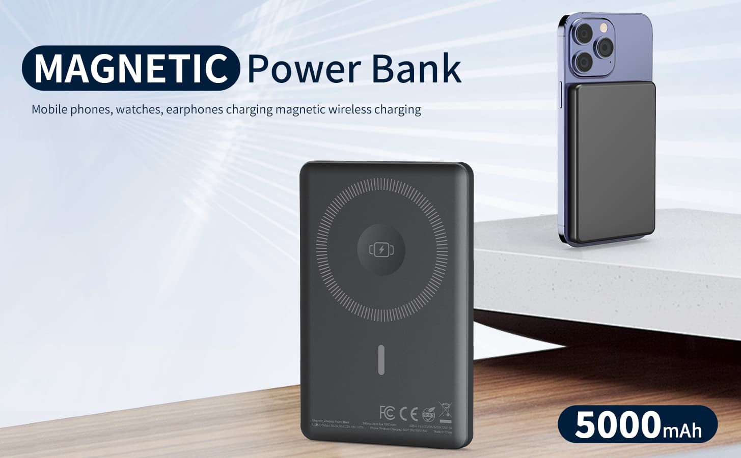 3-in-1 Magnetic Power Bank With Stand WP046