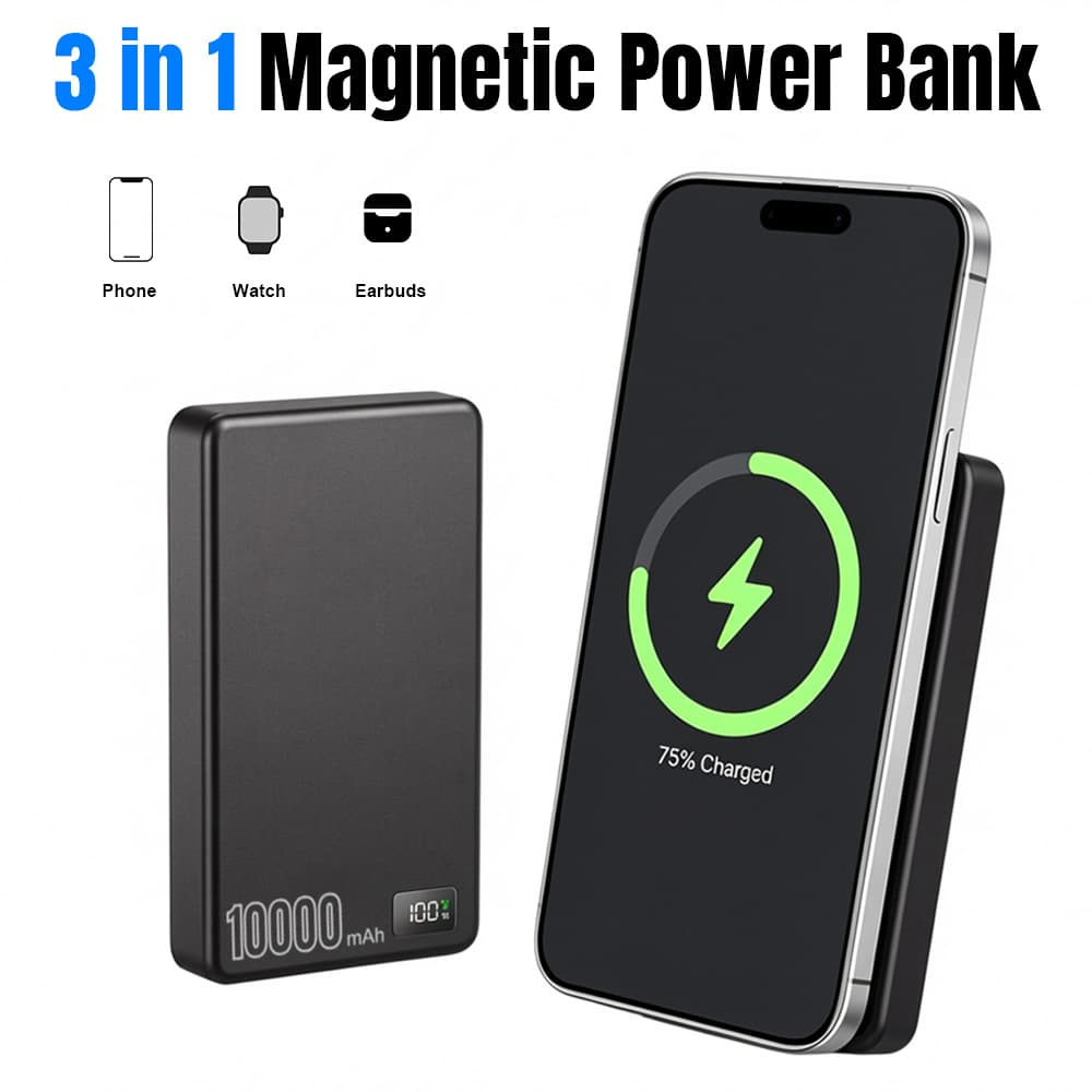 3-in-1 LCD Magnetic Power Bank WP047
