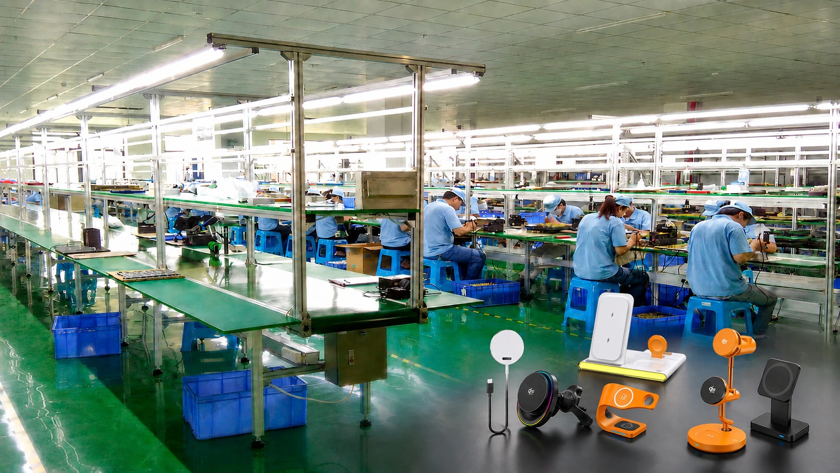 TOPTAI wireless charger production line and wireless charging product range