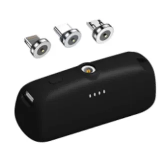 V9 mini power bank and three magnetic connector heads