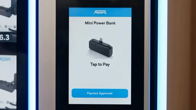 Mini power bank shown on a customer vending-machine screen