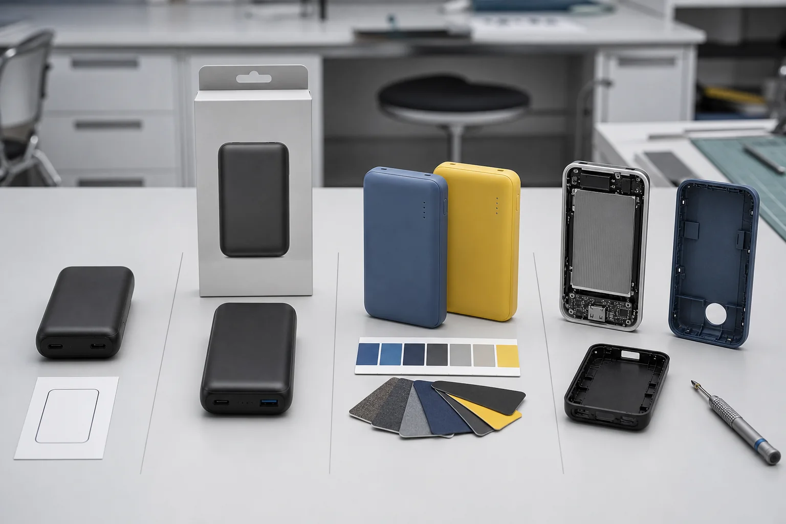 Power bank customization progressing from standard model to packaging, colors and engineering changes