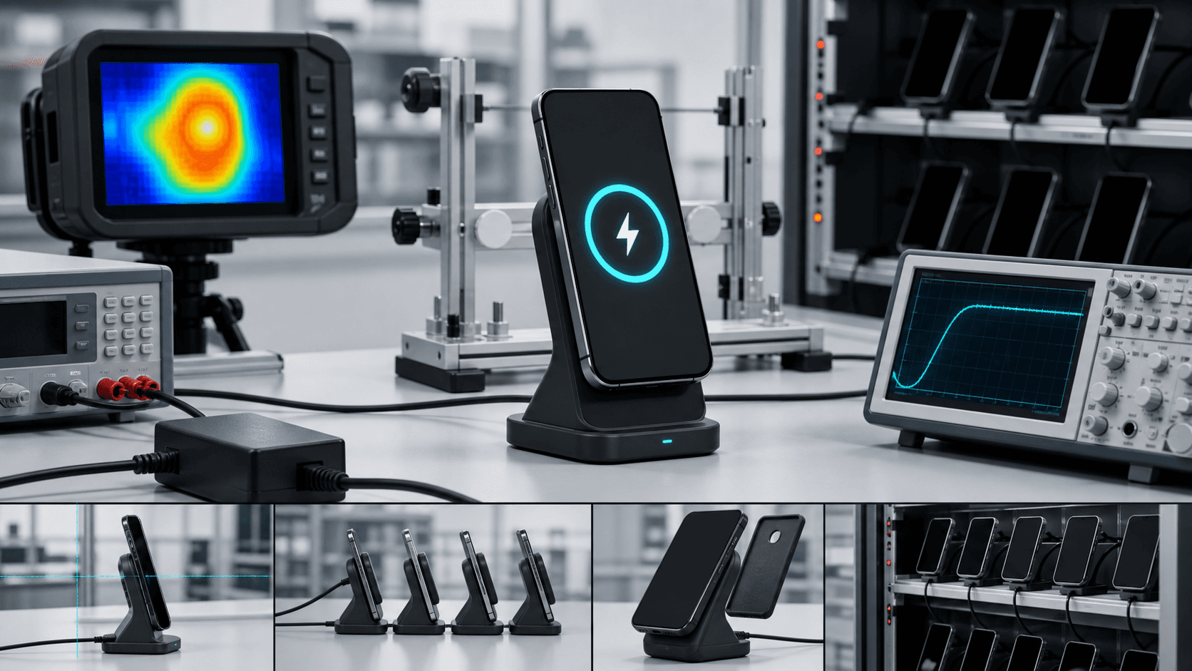 25W wireless charger thermal charging curve alignment and aging tests