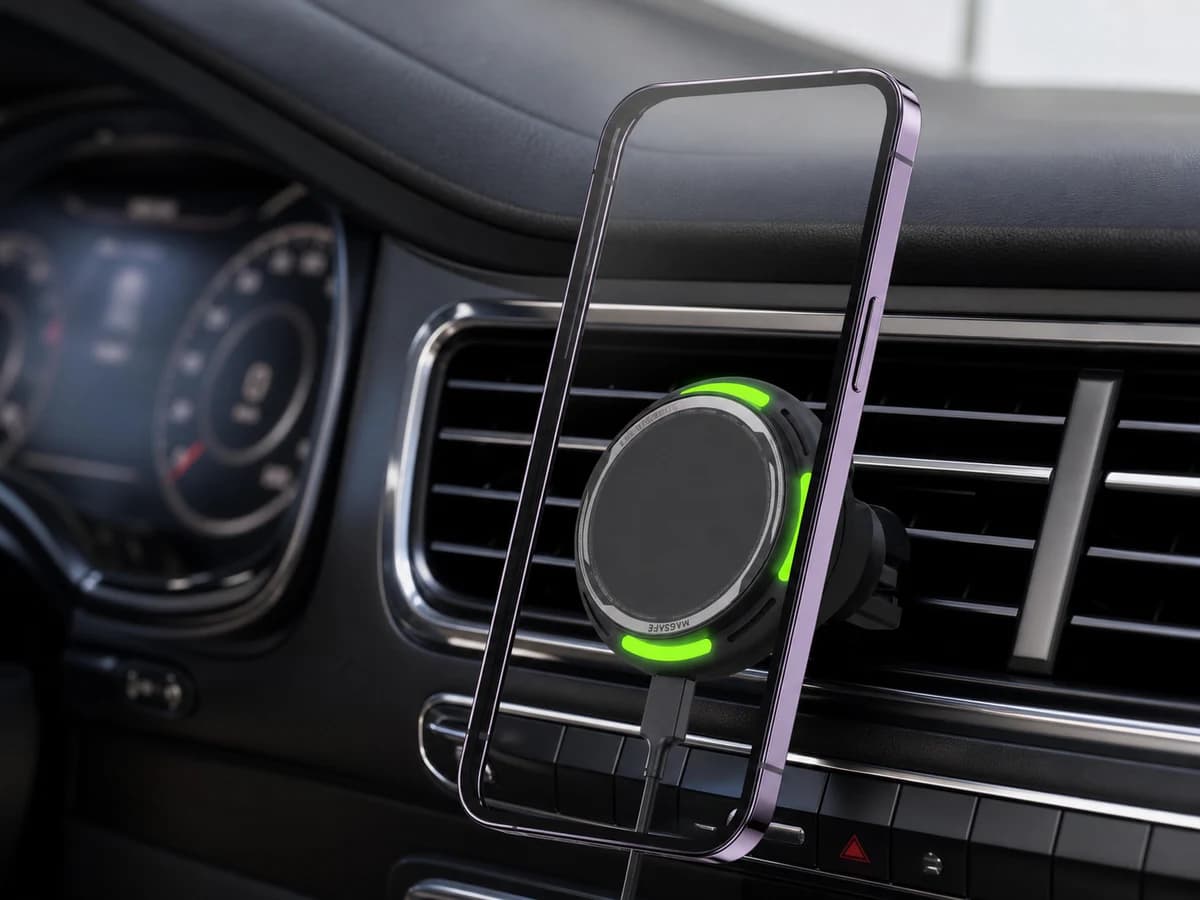 TOPTAI WL097 ambient light wireless car charger in an automotive aftermarket installation