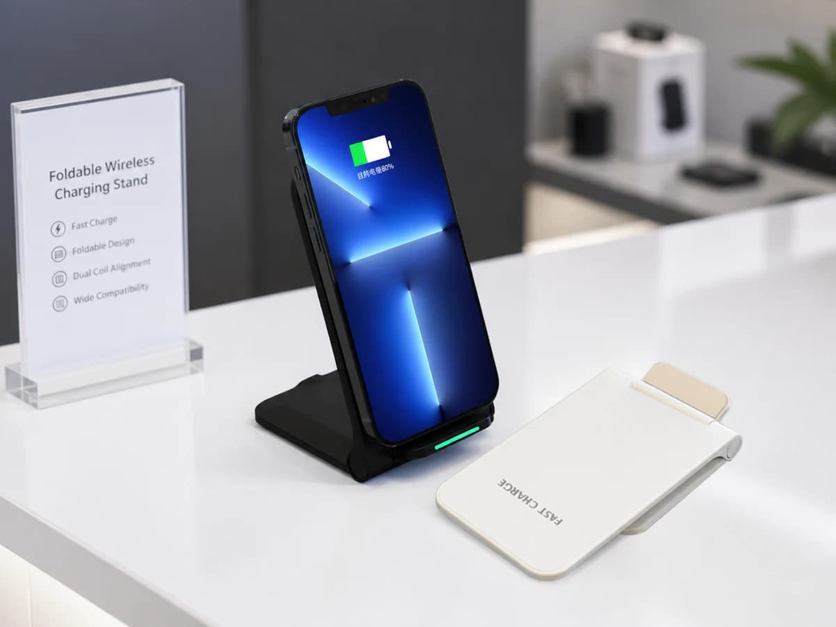 TOPTAI WL042 foldable wireless charging stand in a brand retail display